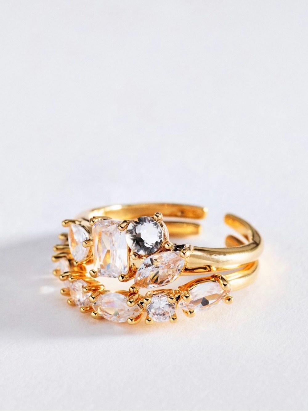 NWT Anthropologie Crystal cluster ring set of 2